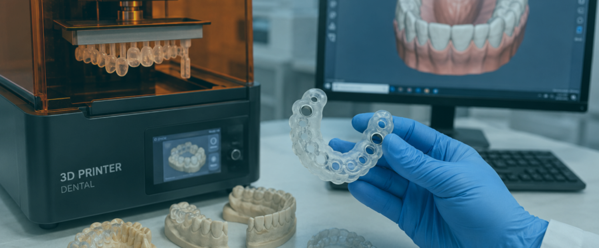 Laboratório com impressora 3D odontológica